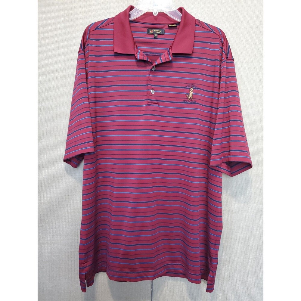 Monterey Club Red Striped Short Sleeve Polo Shirt Wawenock Golf Club Size XL